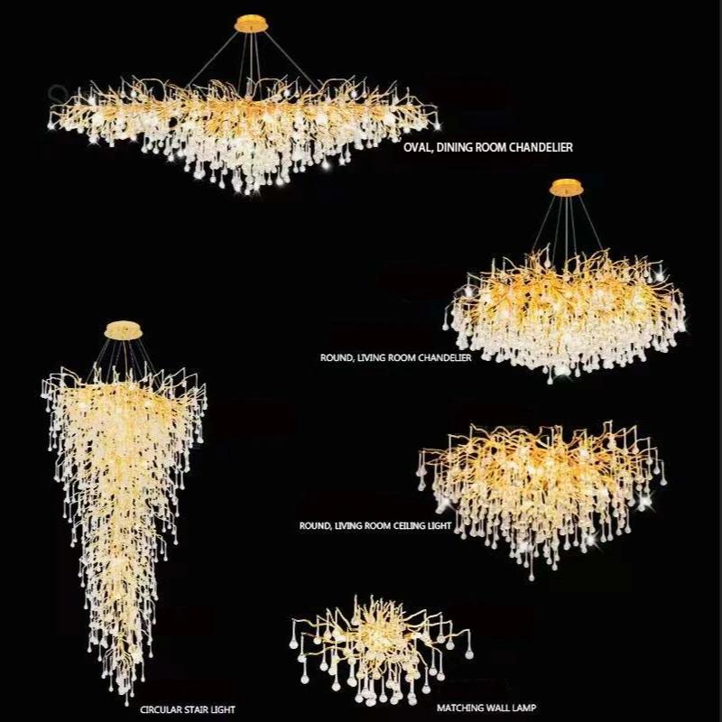 

American Hanging Luxury Teardrop Crystal Chandeliers Ceiling G9 LED luminaire lustre Suitable for Kitchen island