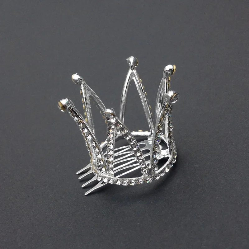 Mini Round Crystal Rhinestone Tiaras and Crowns Pageant Prom Princess Comb Tiara Crown Wedding Hair Accessories for Women