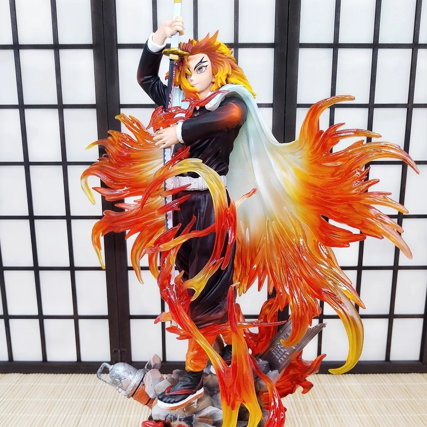 

27cm Demon Slayer Anime Figures Kyojuro Rengoku Action Figure Statue Model Doll Collection Toys Gifts