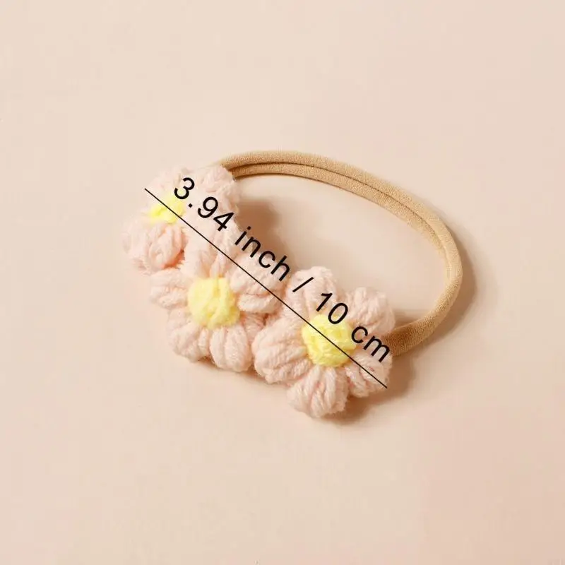 

D7YD Delicate Knitted hHairband Baby Headband with Floral Accent Photography Props