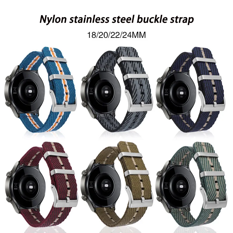 Nylonowy pasek do zegarka Samsung Galaxy Watch Band 18mm 20mm 22mm 24mm Uniwersalny pasek na nadgarstek do zegarków Seiko Casio Quick Release
