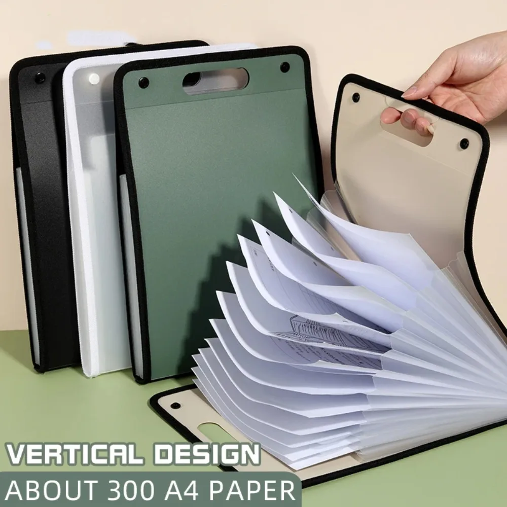Briefcases A4 Vertical Folder Organ Bag Portable 13 Pocket File Folders Durable PP Material A4 File Storage Bag Classroom