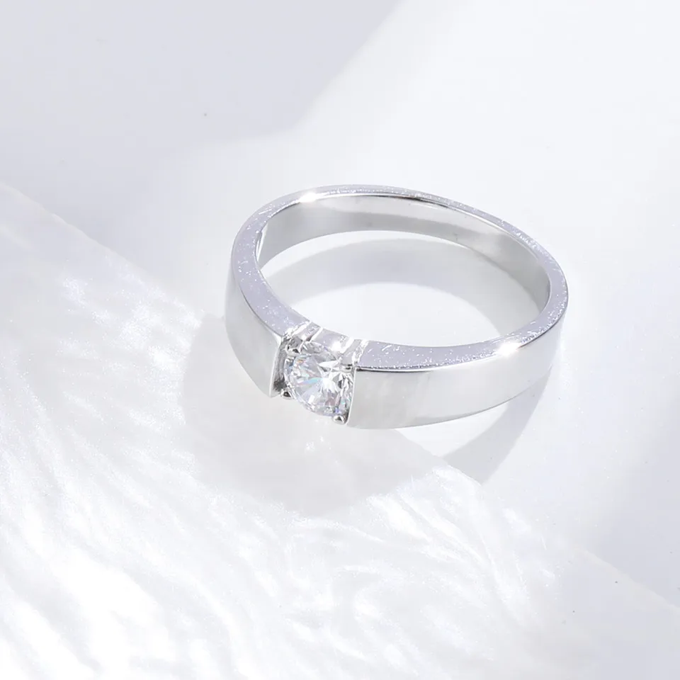 

Buyee 925 Sterling Silver Couples Ring Elegant White Zircon Ring Finger Women Men Fashion Classic Wedding Fine Jewelry Circle