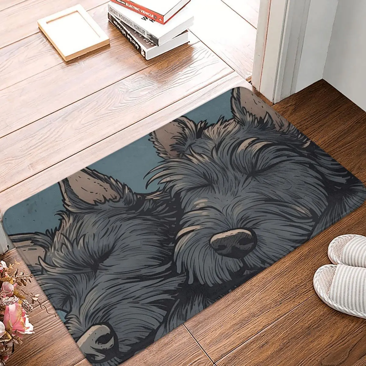 Let Sleeping Scotties Scottish Terrier Dog Lie Non-slip Doormat Floor Mat Carpet Rug for Kitchen Entrance Balcony Footpad Mats