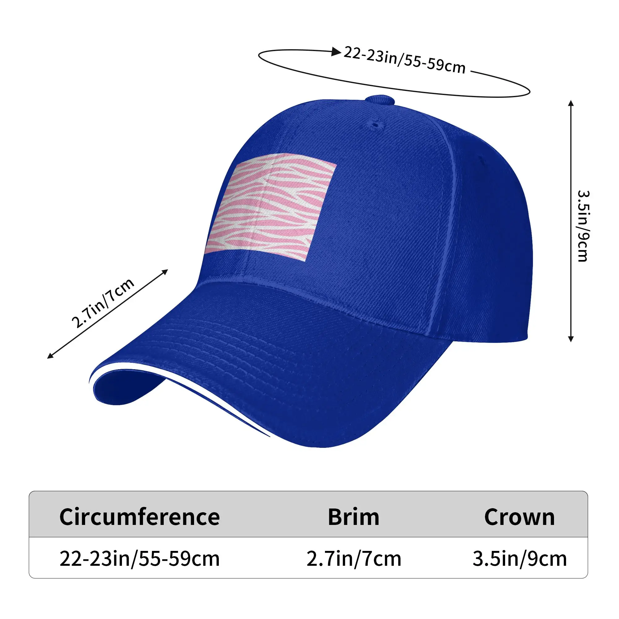Zebra Pattern Pink Zebra Stripes Cap Casual Baseball Caps Adjustable Hat Hip Hop Summer Unisex Baseball Hats Customizable