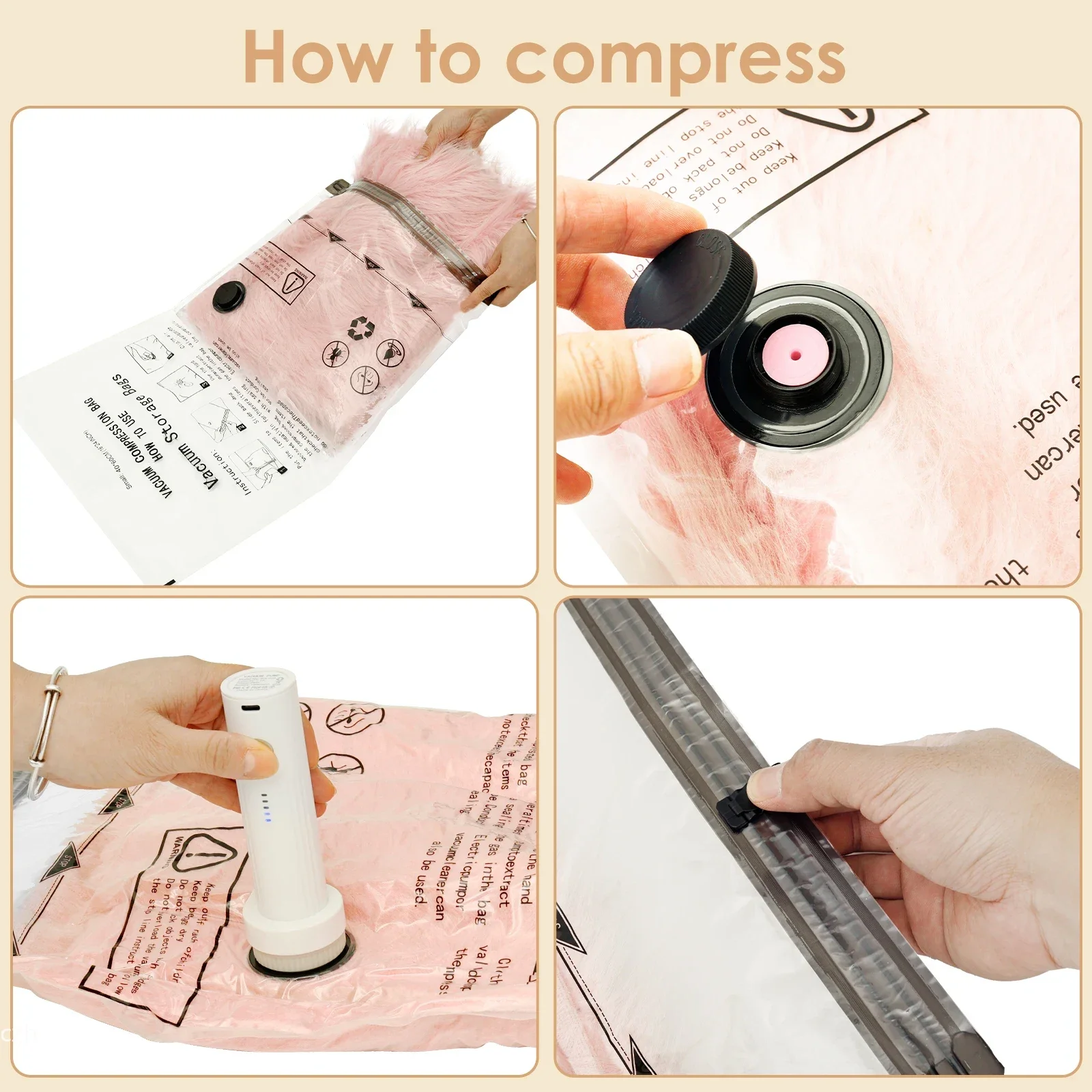 8Pcs Vacuum Storage Bags with USB Electric Pump Rapid Compression Seal Bag Quilts Blankets Clothes Travel Luggage Storage gallery 3