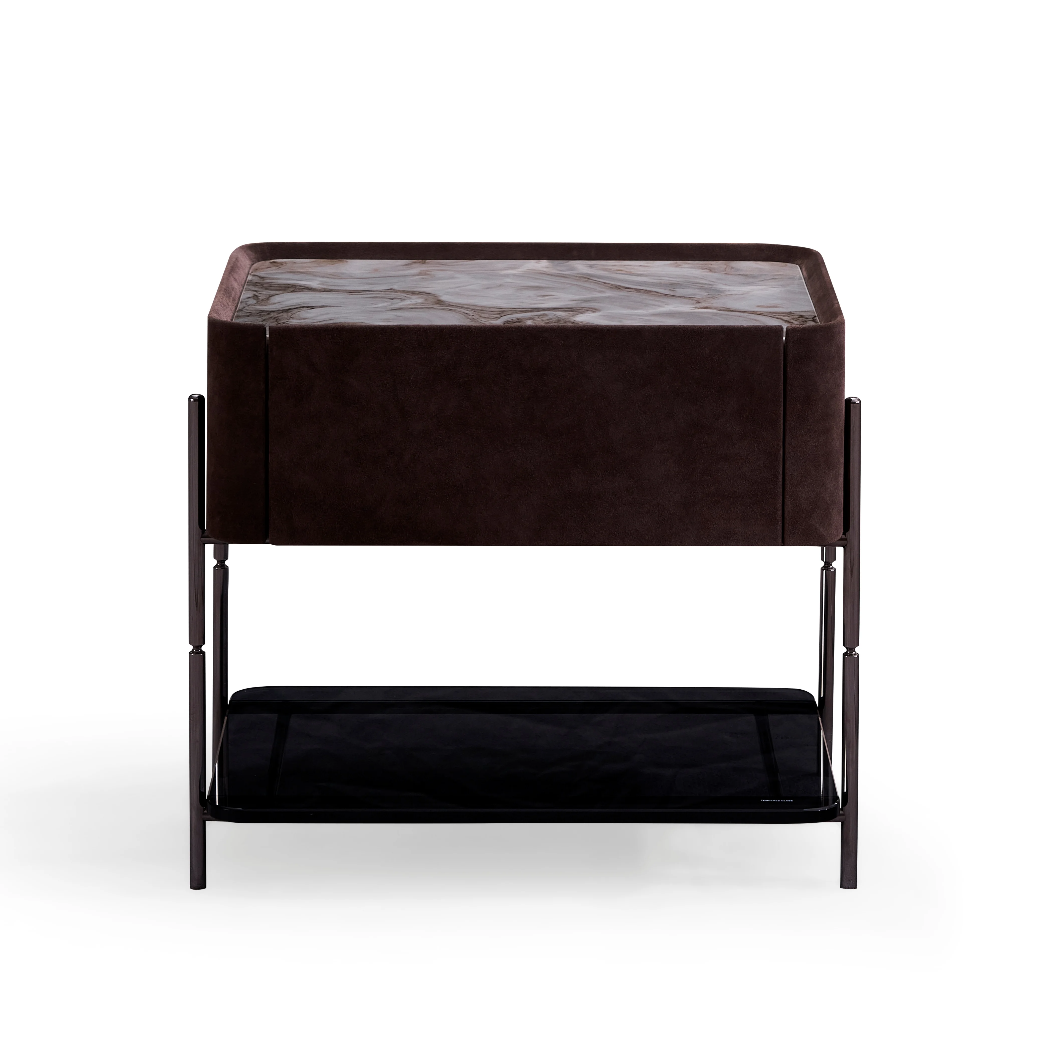 طاولة بجانب السرير مصنوعة من الجلد لغرفة النوم على الطراز الشمالي ودرج واحد وطاولة بجانب السرير حديثة #2