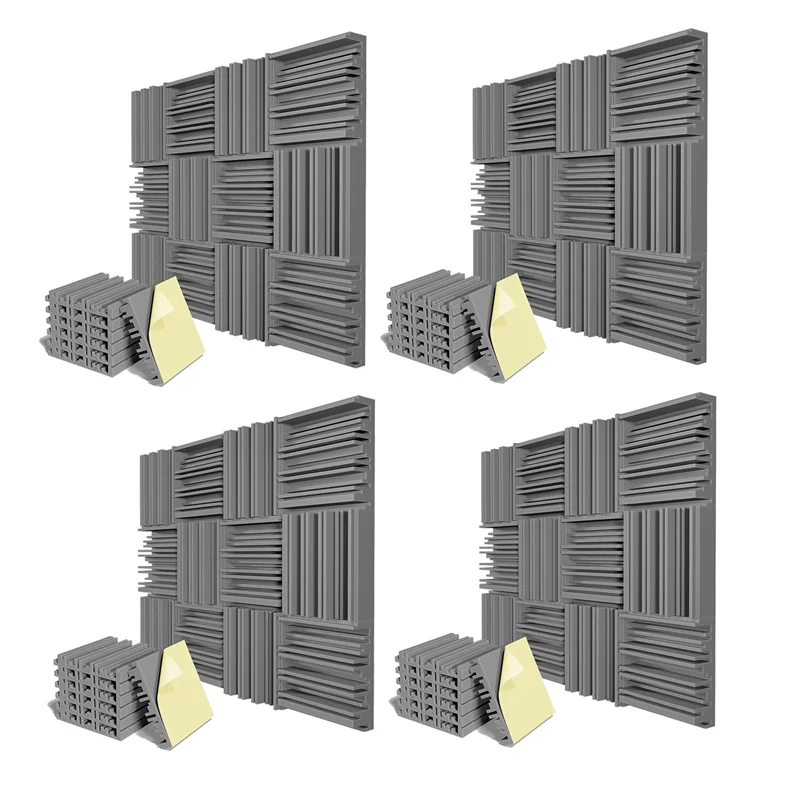 

【Today-Only!】24 Pcs Self-Adhesive Acoustic Foam Panels,12 X 12 X 2 Inches Sound Absorbing Foam,Recording Studio Sound Proof Foam