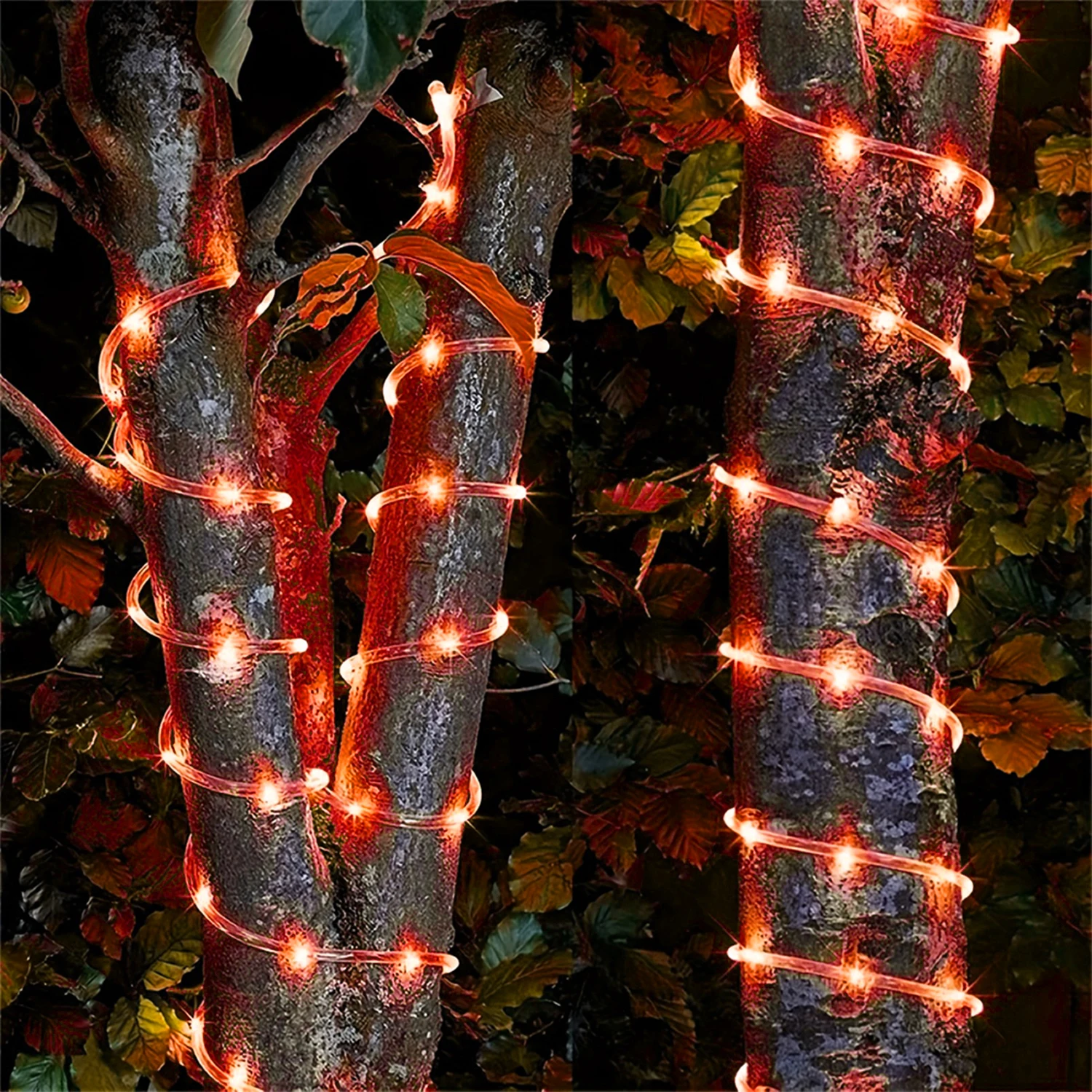 12M 100LED Solar Rope Light String 8 Modes Orange Fairy Rope Lights Wodoodporne girlandy świetlne do dekoracji świątecznych w ogrodzie domowym