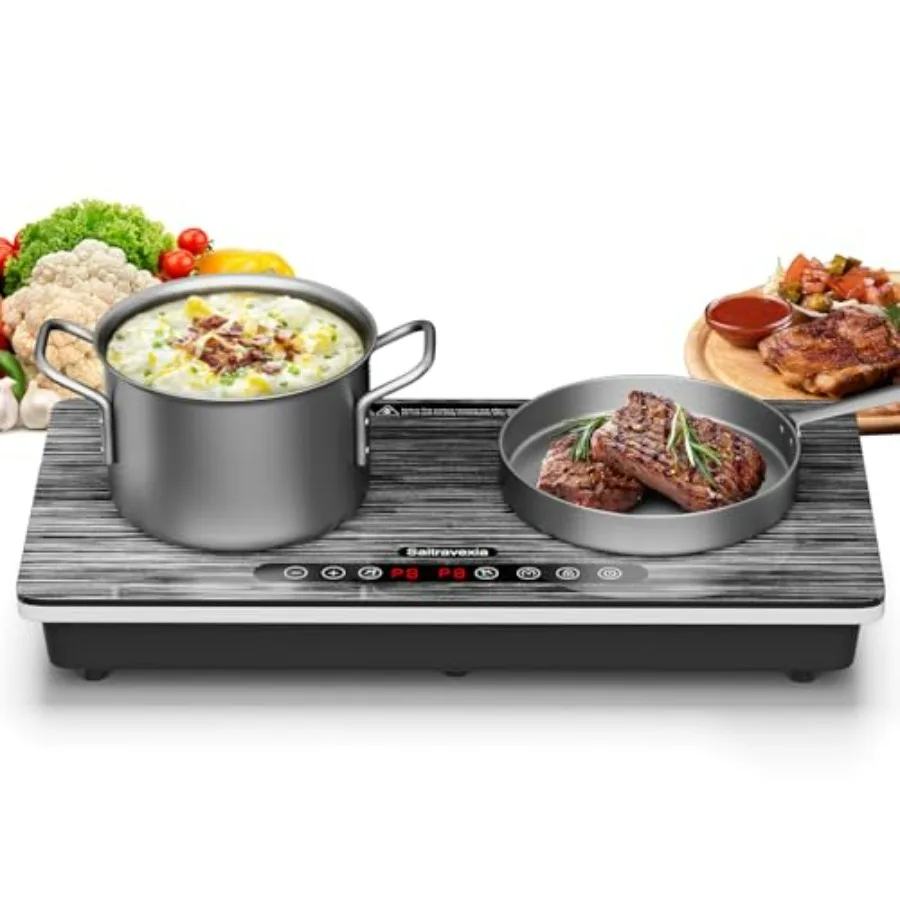 【Best-selling】18 Inch Double Induction Cooktop 1800W 2 Burner Portable Electric Stove Touch Control