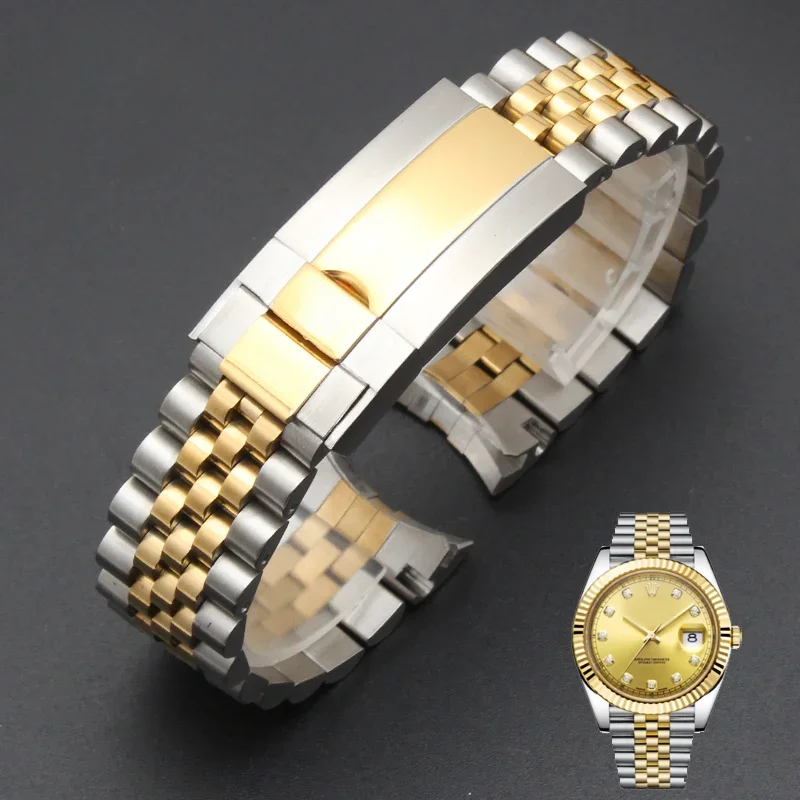 Durable Waterproof Wrist for Rolex Solid Stainless Steel Log Greenwich Fold Buckle 20mm Curved Interface Watches Accessories