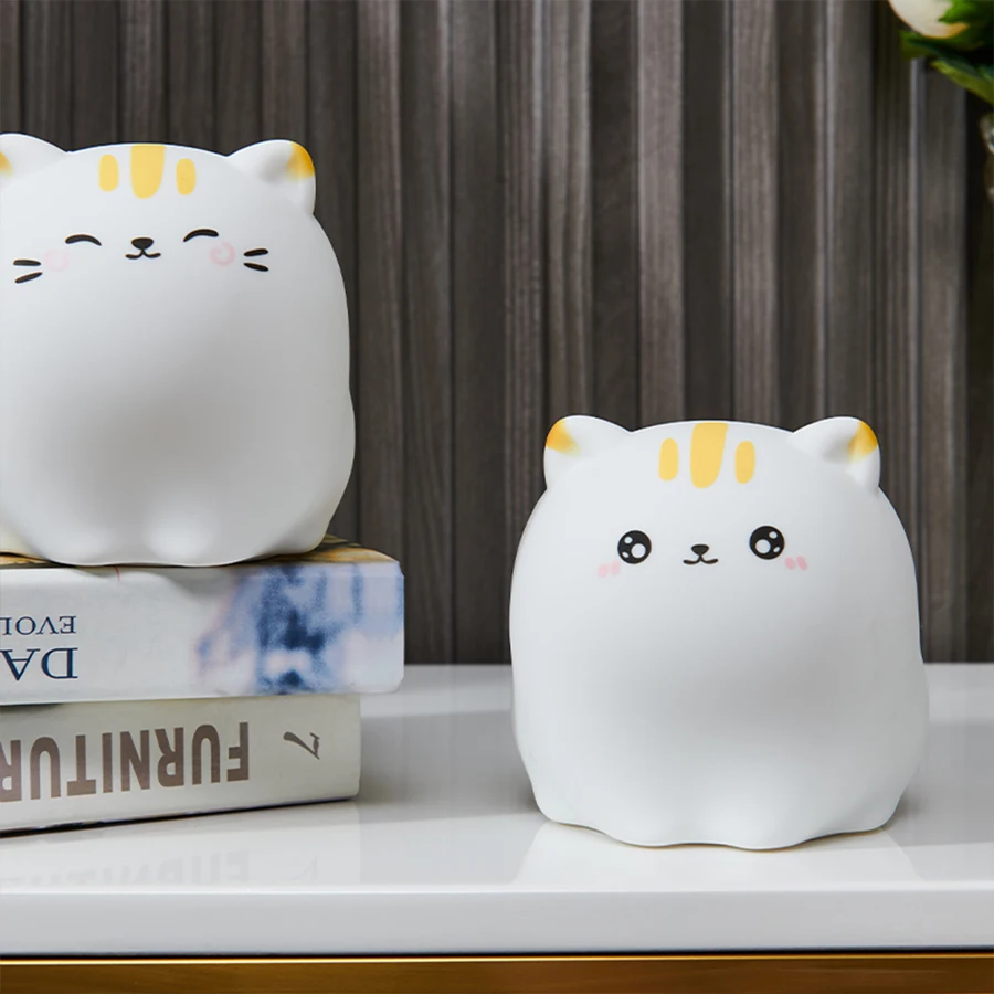 Cat RGB Recarregável LED Night Light, Nightlights do quarto das crianças, Decoração de aniversário da criança, Presente de Natal