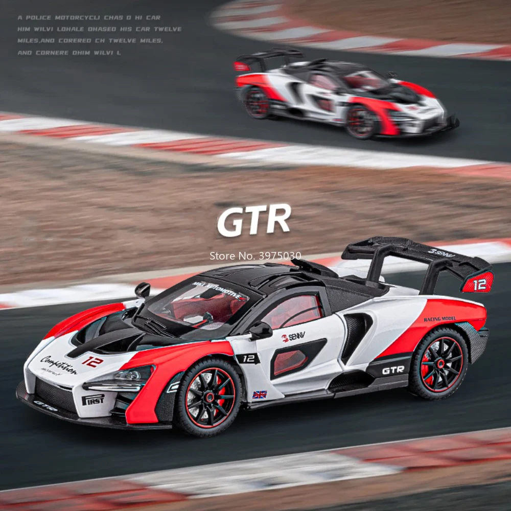 1:24 สเกลเซนน่ารุ่นรถของเล่นอัลลอยด์ไดคาสพร้อมดึงกลับโมเดลจิ๋วเพลงเบาสำหรับของขวัญวันเกิดเด็ก