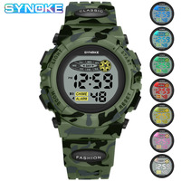 SYNOKE Student Sport Watch For Kids Colorful Electronic Watches Waterproof Clock Children Digital Watch For Boys Camouflage
