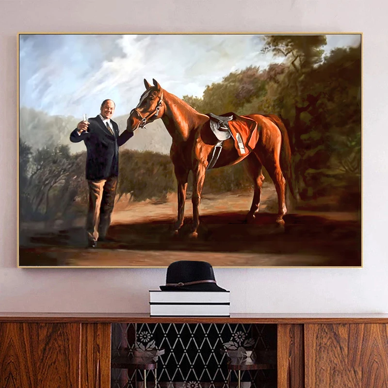 Vintage Tony Soprano PieOMy Horse Canvas Painting Poster Napoleon Style Wall Art Prints Pictures for Bedroom Home Decor