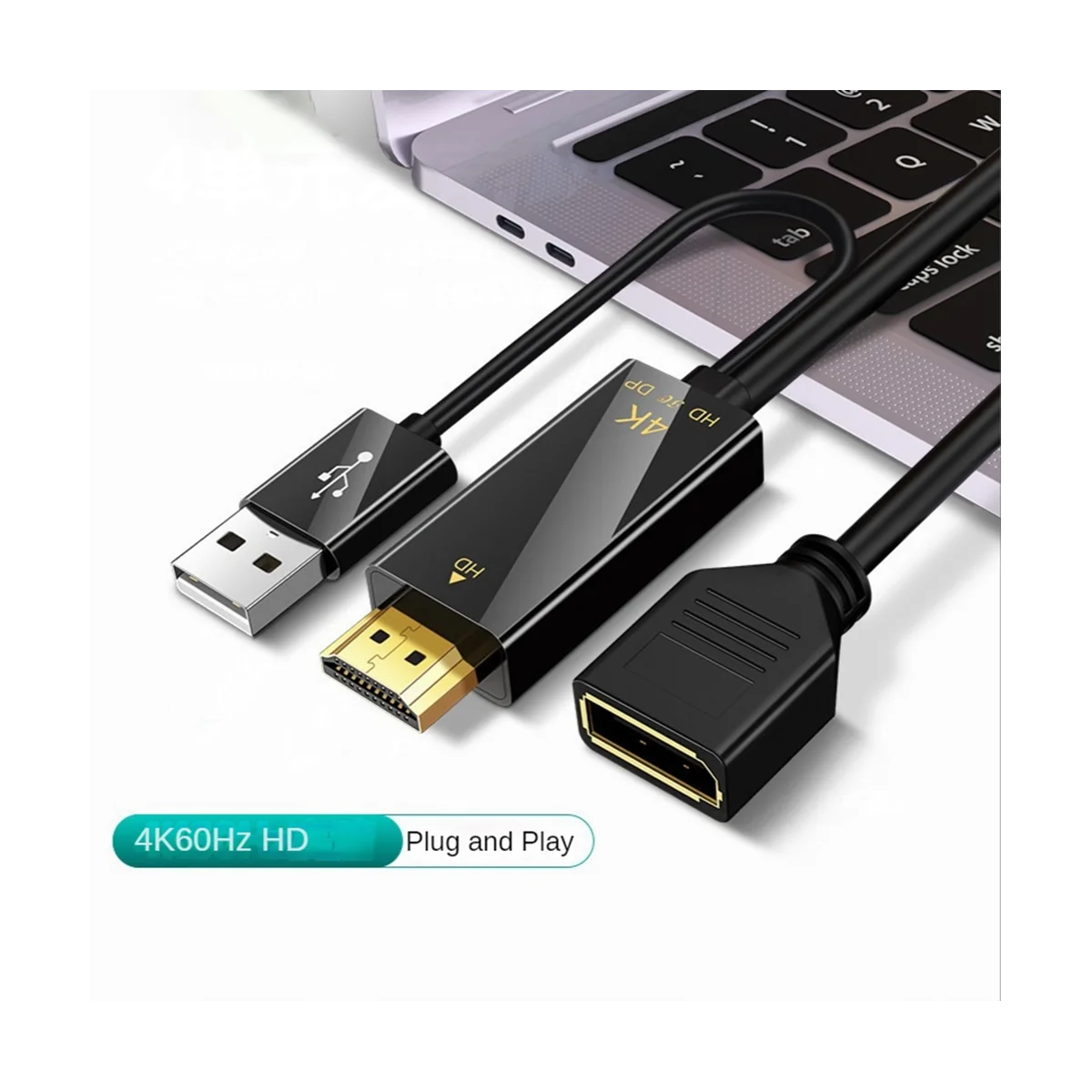 Cable convertidor macho a hembra Displayport, Compatible con HDMI, 4K @ 60Hz, Compatible con DP