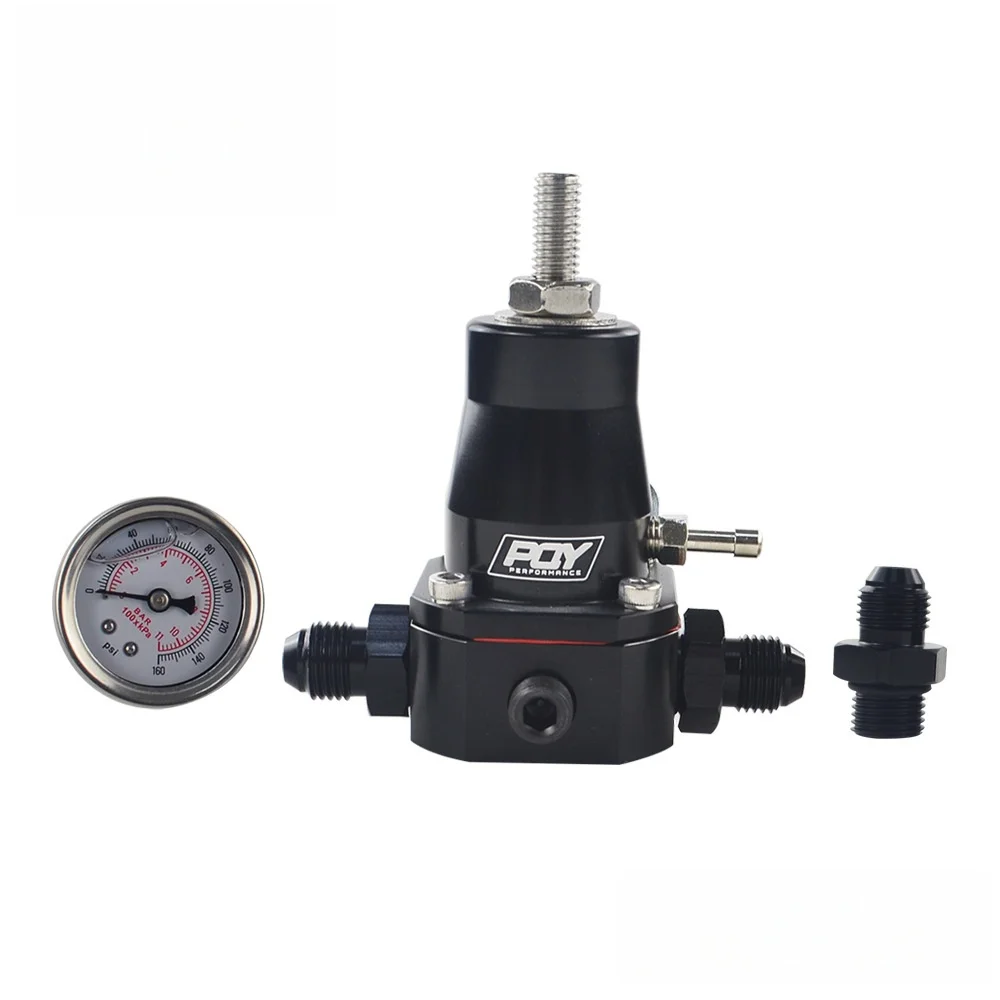 

New Aluminum Universal 30-70 PSI Car Fuel Pressure Regulator Gauge 3 AN6 Fitting 3 Washers Kit