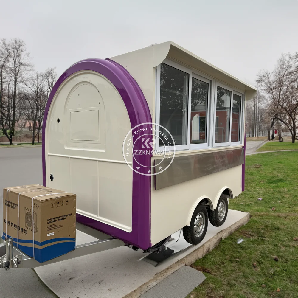 US Standard Food Truck Catering Trailer Mobile Kitchen Concession Coffee Cart Food Trailer With Sliding Window for Sale