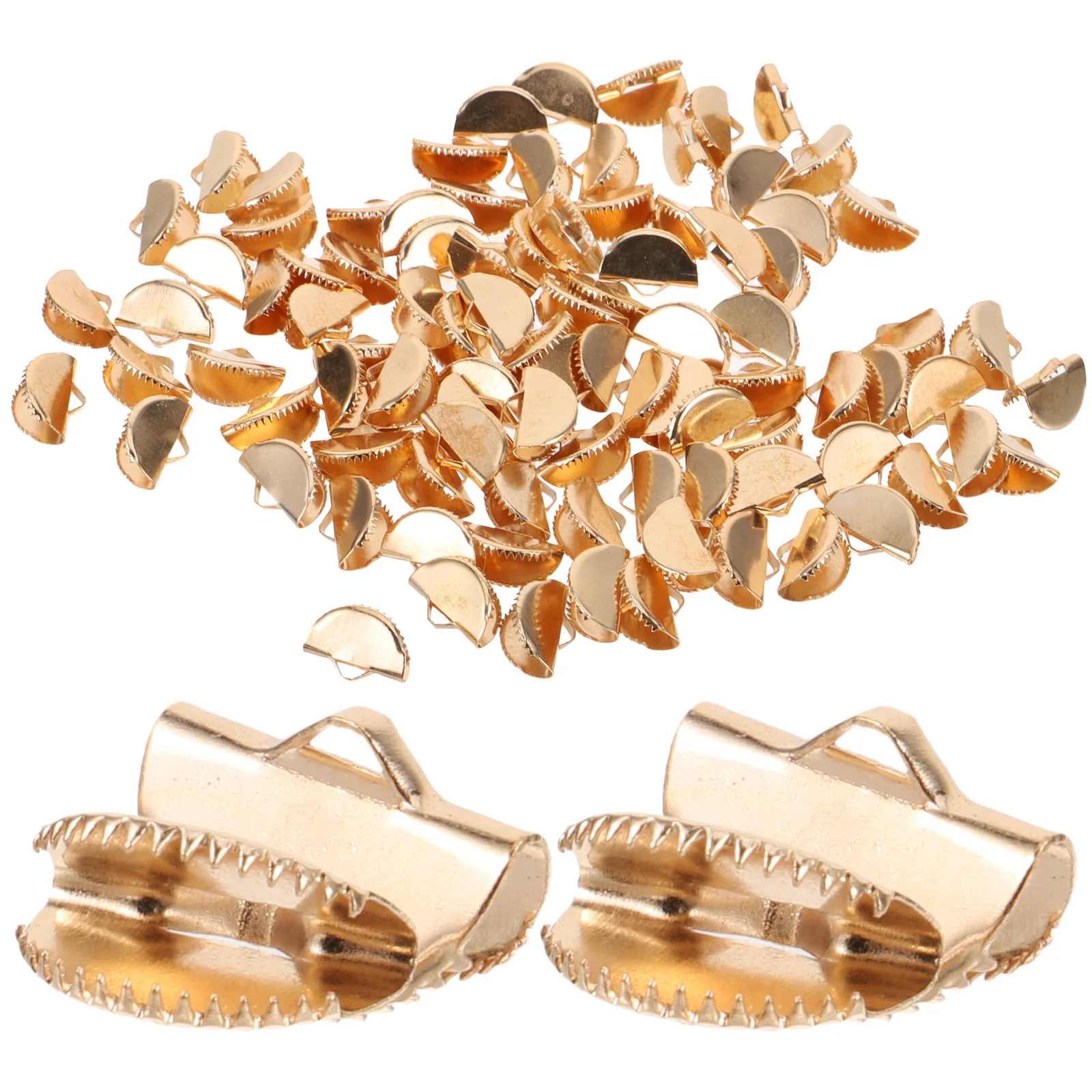 1000Pcs Buckle Tassel Clip Metal Ribbon End Clamp DIY Jewelry Fasteners Crimp Ends Clip Keychain Zipper Pull Accessory