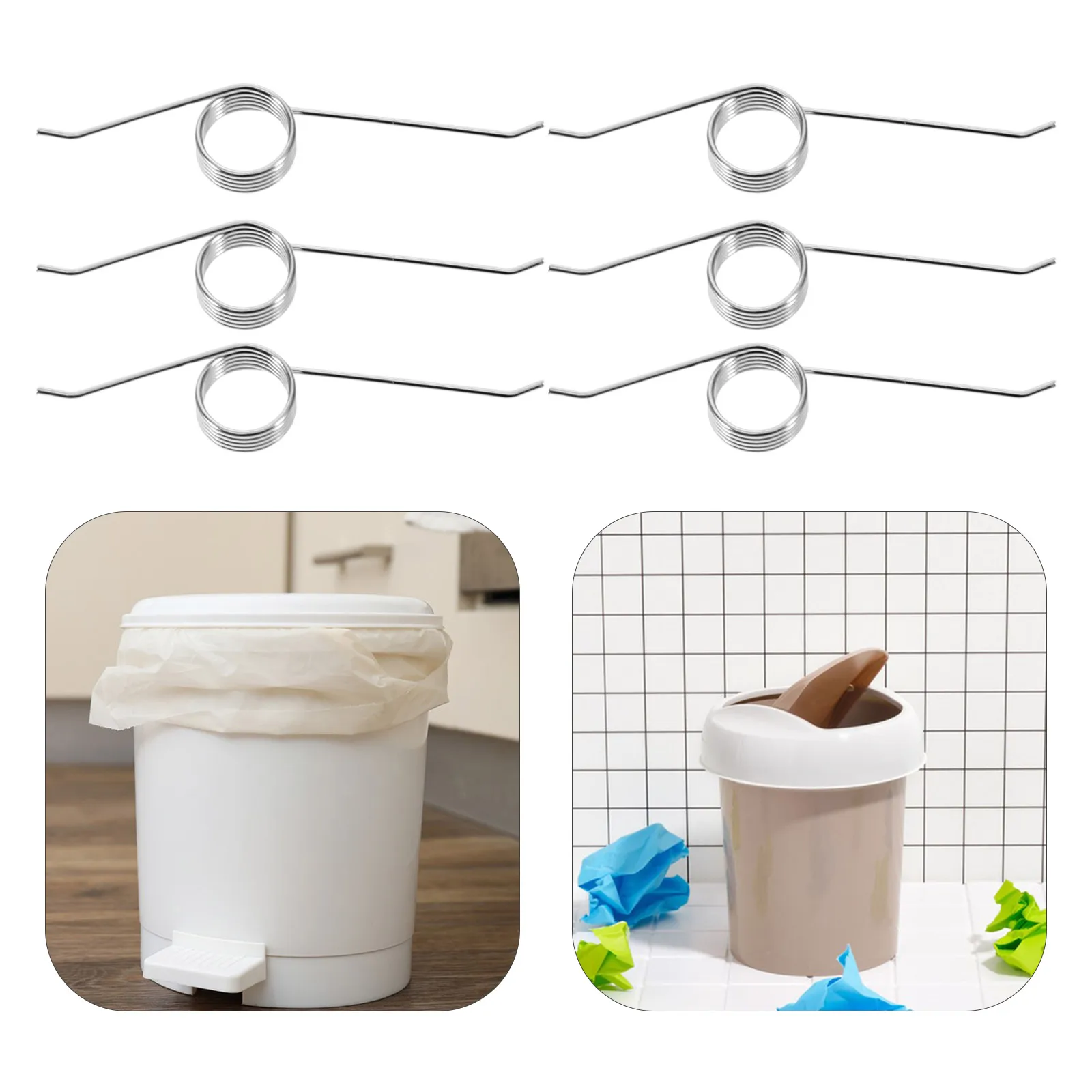 

10pcs Trash Can Spring Metal Torsional Parts Stainless Steel High Elasticity Outdoor Camping Household Garbage Bin
