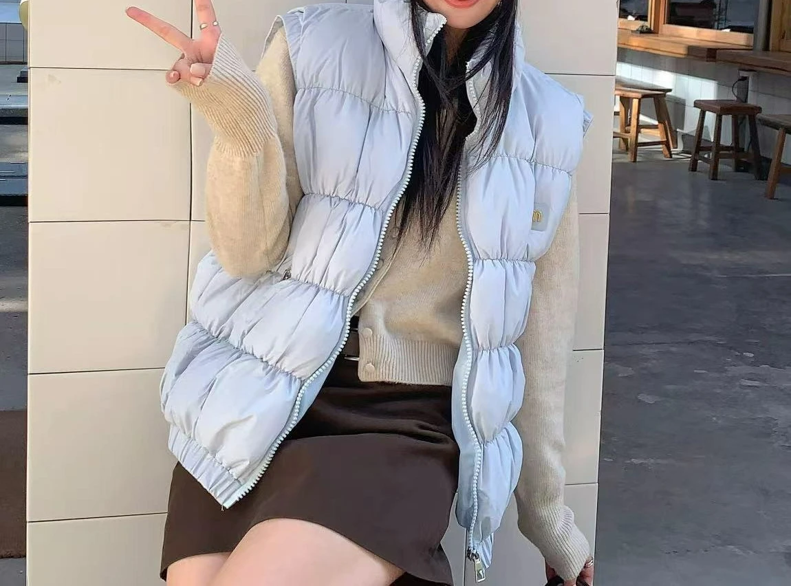 

Осень-зима 2025 г., модный утолщенный хлопковый жилет, женский пуховый хлопковый жилет, теплая хлопковая куртка