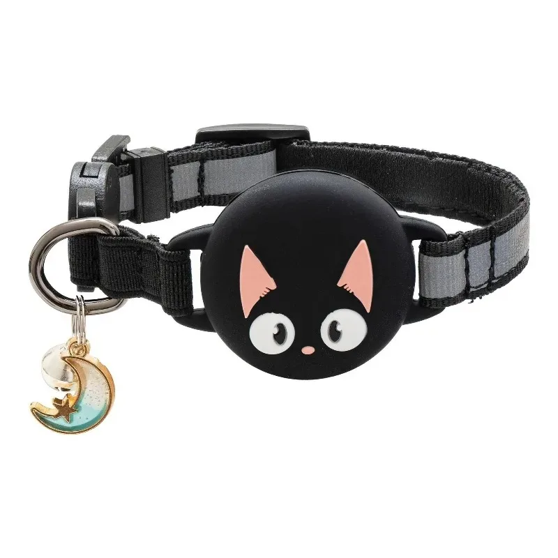 Silicone Safety Buckle Cat Location Cover Cat Pattern Reflective Airtag Cat Positioning Collar(Excluding Locator)