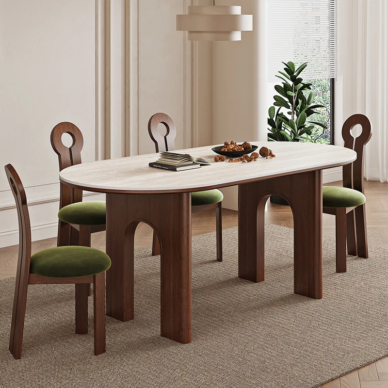 

Solid wood, French, vintage, dining table, ash wood, premium, slate, home, oval