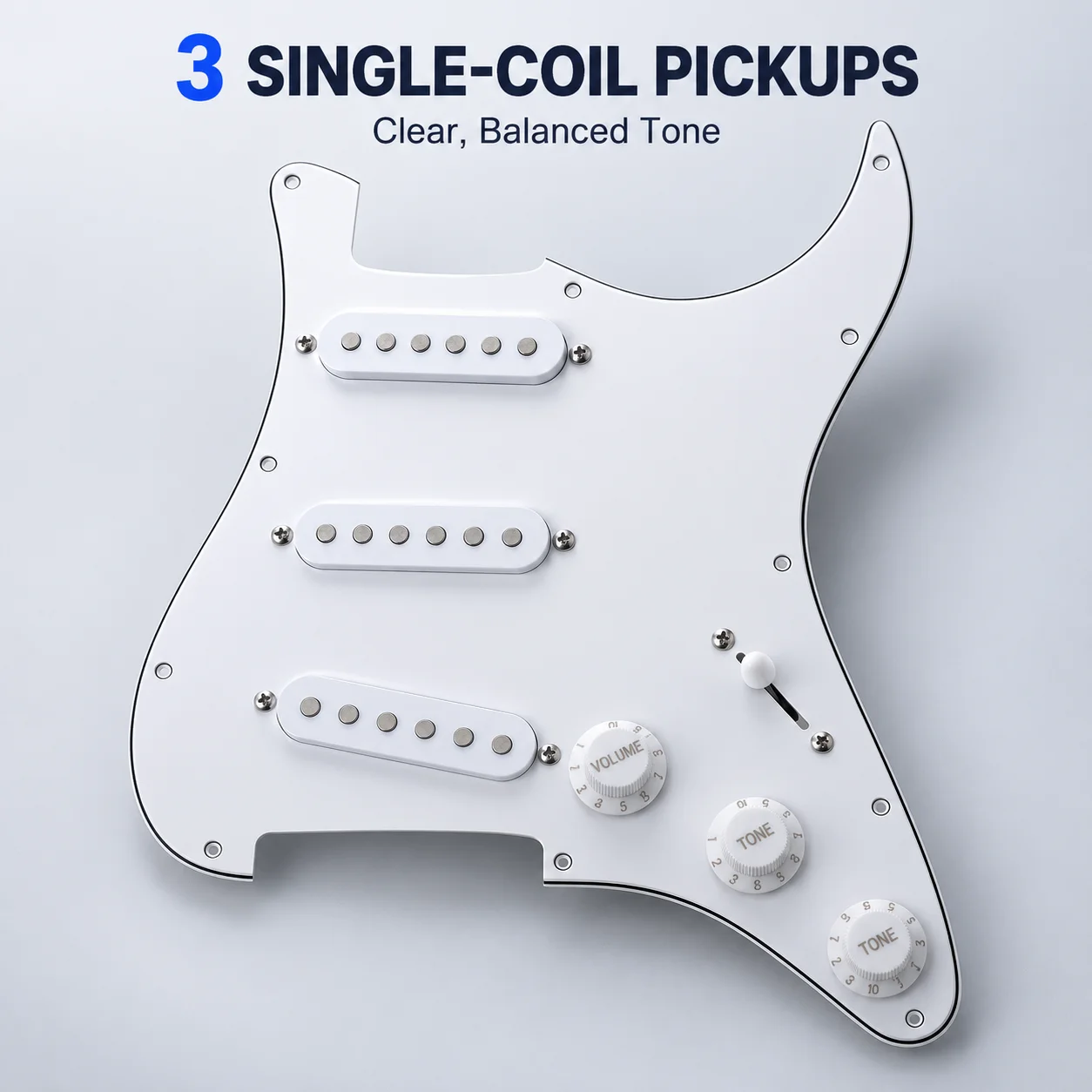 Prewired Electric Guitar Pickguard SSS 3 Single Coil Pickups 5-Way Switch 1 Volume 2 Tone for ST Style Guitar