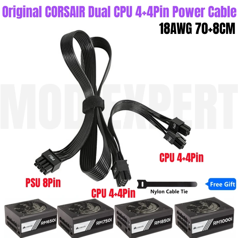 

Original CORSAIR RM650i RM750i RM850i RM1000i CPU Power Cable PSU 8Pin to Dual 8Pin 4+4Pin 12V 18AWG for CORSAIR Modular Power