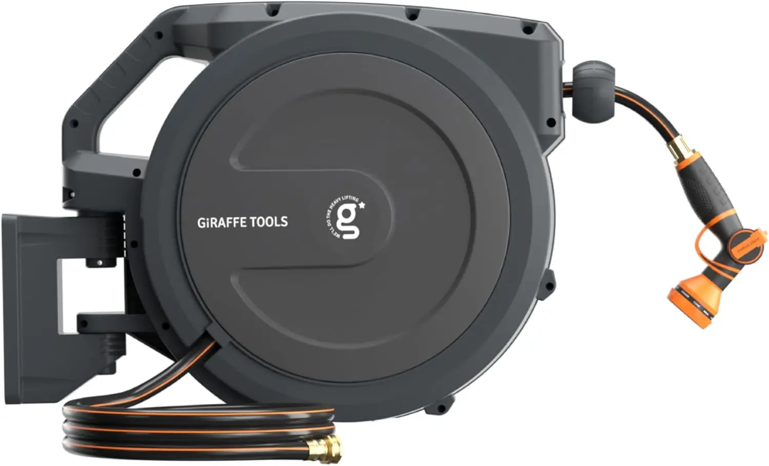 

Настенный выдвижной барабан для садового шланга 1/2 дюйма x 100 футов с автоматическим сматыванием и фиксацией длины в любом положении