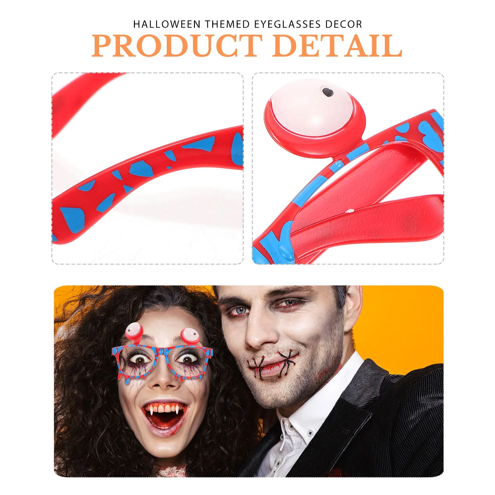 

2Pcs Eyeball Glasses Halloween Creative Funny Party Props Unique Costume Glasses Festival Supplies Halloween Party Eyewear