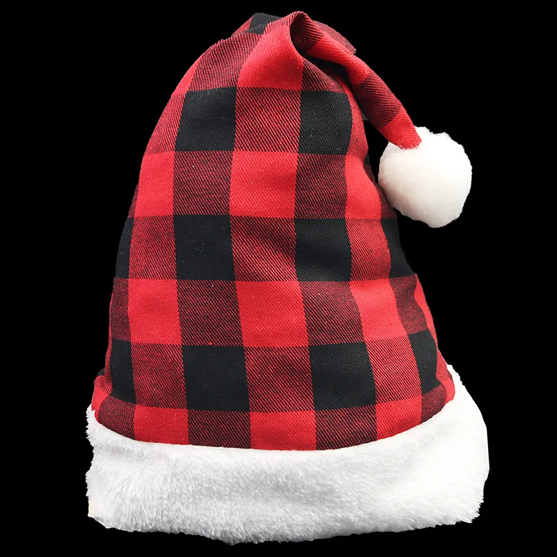 (1 teile/paket) Weihnachts mütze, Kinder Erwachsenen Styling, Abend Dekoration Hut, rot und schwarz kariertes Tuch, Erwachsenen Hut, Party dec