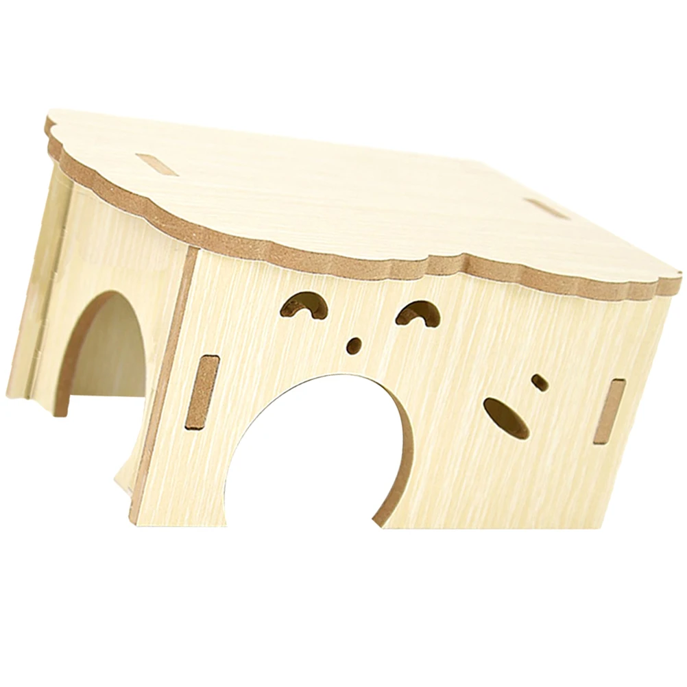 

Wooden House Hideout for Hamster Small Animals Funny Shape Design Wood Cabin Sleep Play Pet Teeth Grinding Toy Mouse Hide House
