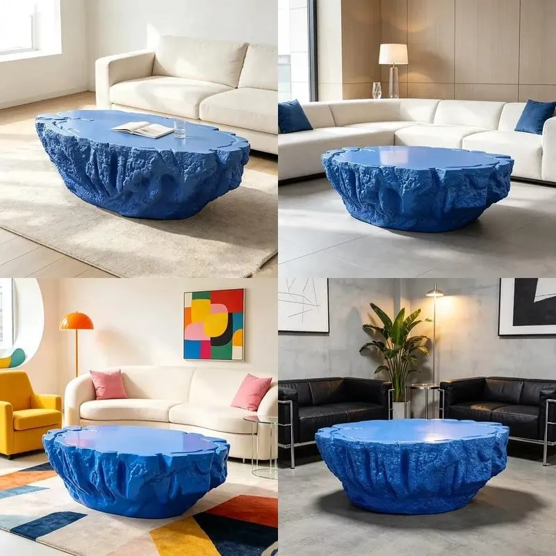 Custom Handmade Fiberglass Antique Rock Shape Coffee Table Durable Eco Friendly for Living Room Hotel Commercial Venue