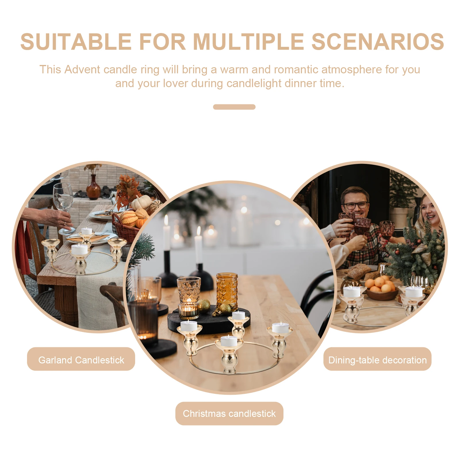 

Christmas Ring Wrought Iron Advent Wreath Holder Taper Candlestick Decorative Candelabra Party Home Decoration