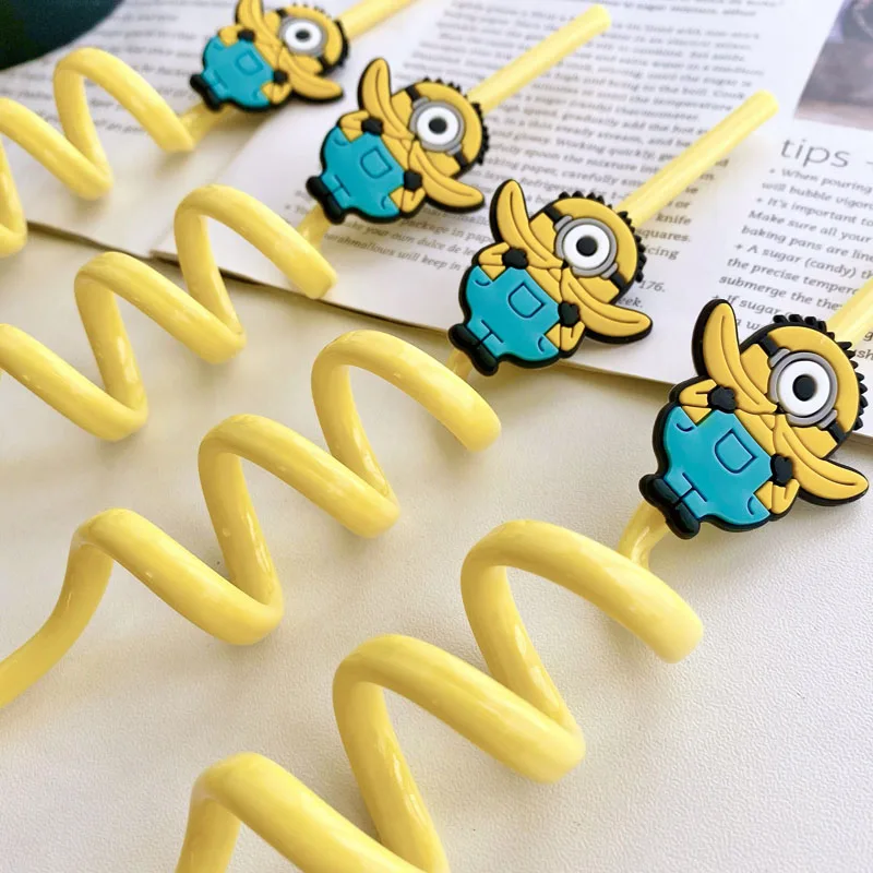 4pcs Original Minions Straws Food Grade Spiral Pipette Kids Boys Girls Birthday Party Decoration Baby Shower Party Supplies Gift