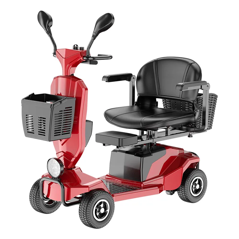 

New elderly slow four-wheel scooter household small disabled foldable battery car double elderly tram