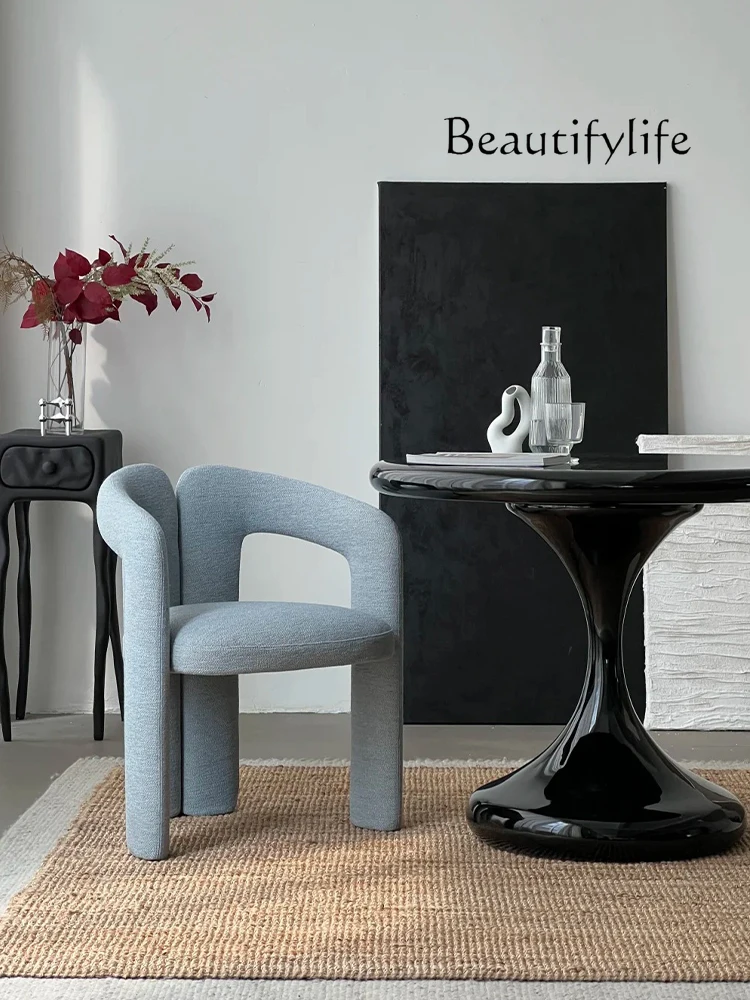 

Nordic design fashionable high-end dining chair Italian light luxury household dressing chair cream style book desk chair