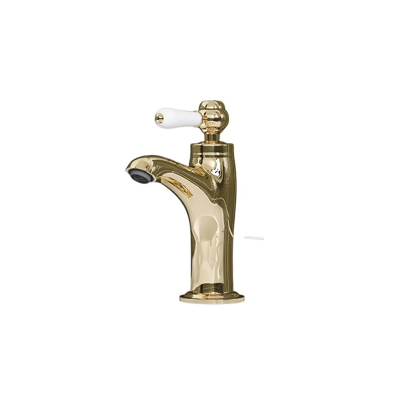 

French retro faucet full copper gold basin hand washing faucet bathroom ceramic handle hot and cold water head