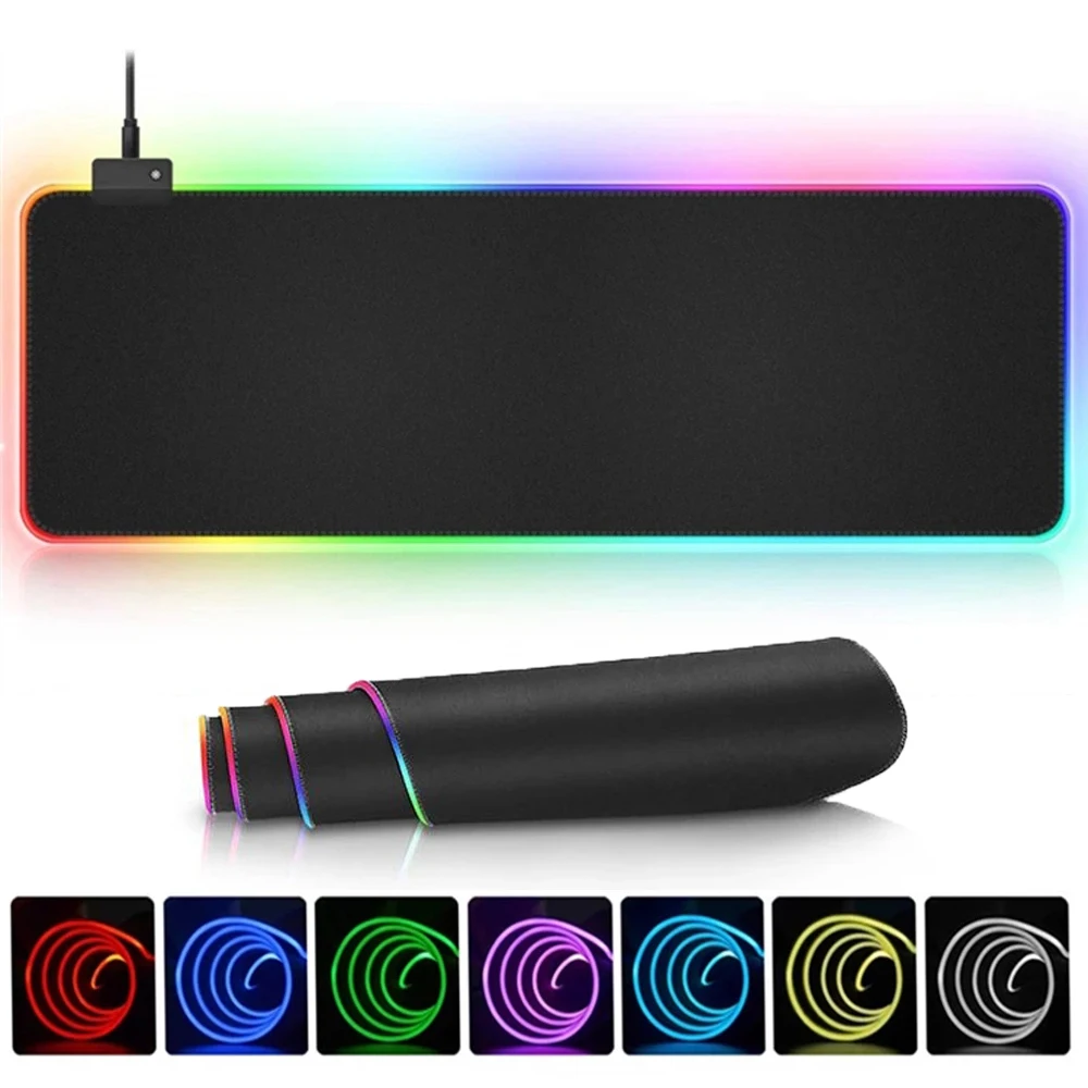 

LED Light Mousepad RGB Keyboard Cover Desk-mat Colorful Surface Mouse Pad Multi-size Computer Gamer Esports Mouse Pad Waterproof