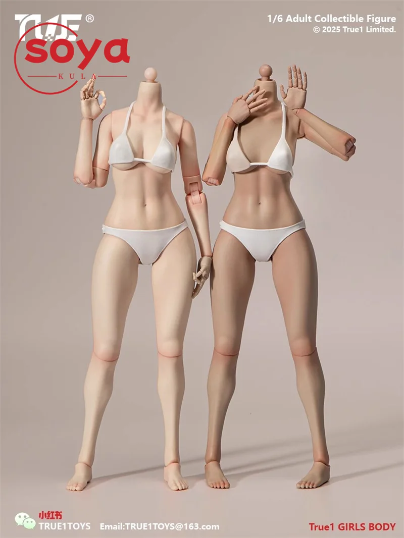 True1Toys EC3027 EC3028 1/6 Female Narrow Shoulder Articulated Joints Body 12'' White Light Wheat Action Figure Doll