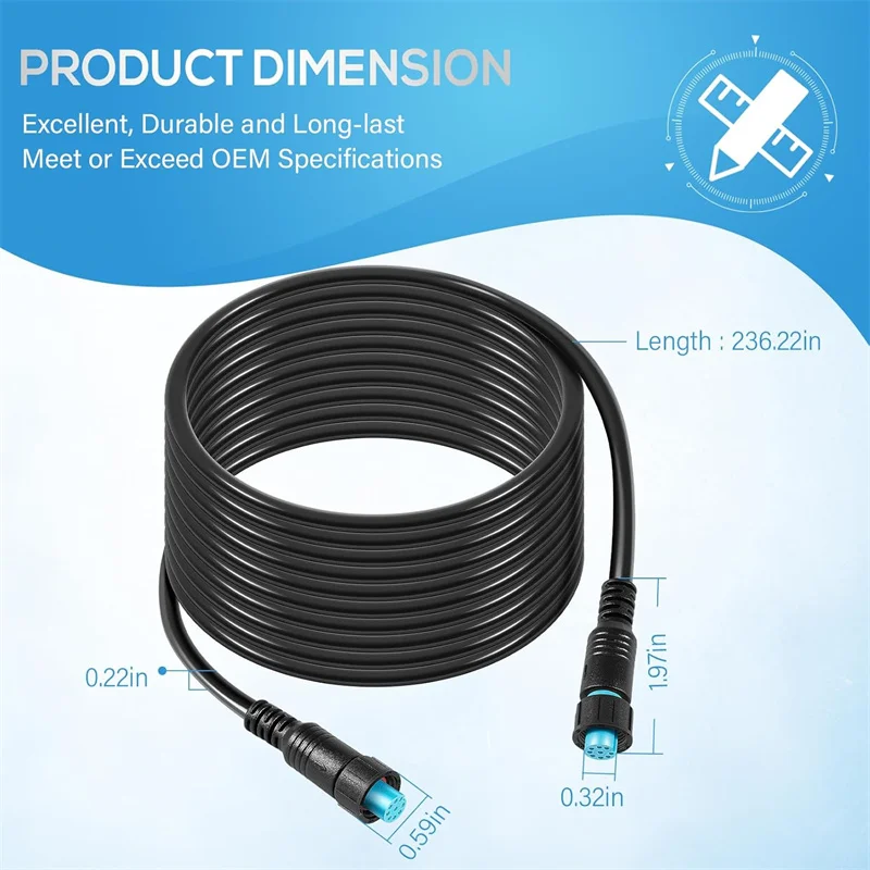 010-12528-01 Marine-Netzwerkkabel mit kleinem Stecker, ersetzt für Garmin BlueNet-Netzwerkkabel (20 Fuß, wasserdicht) – Detail 6