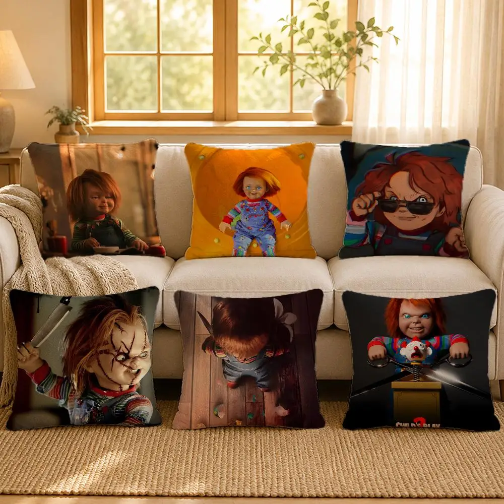 Movie Childs Play Chucky Scary Cushion Cover Personalized Short Plush Cushion Cover Sofa Pillowcase Bedroom Home Decor Gift