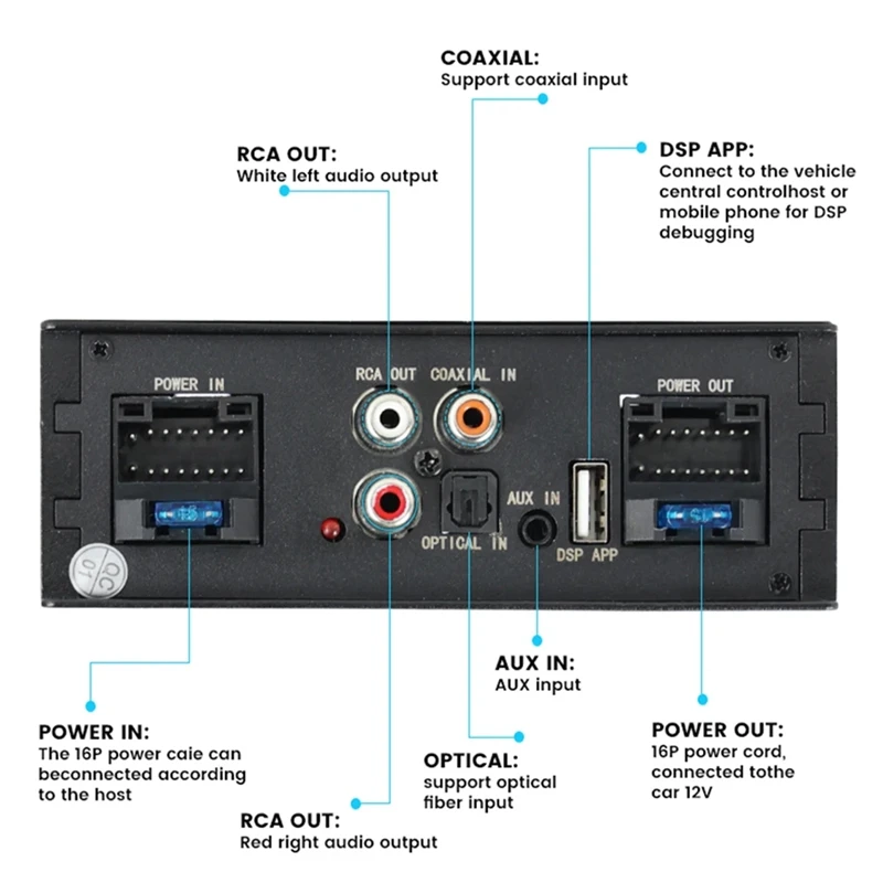 4X50w Car DSP Amplifier Processor Support 10 EQ Sound Effects Digital Sound Processors Plug And Play Audio Power Amp Easy To Use