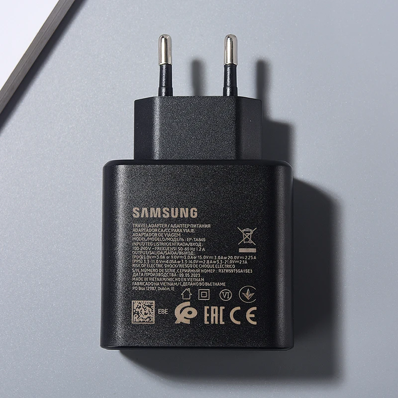 سامسونج USB C شاحن 45 واط شحن سريع للغاية شاحن الطاقة الاتحاد الأوروبي الولايات المتحدة محول EP-TA845 ل غالاكسي S23 S22 S21 S20 زائد FE ZFold 5 4