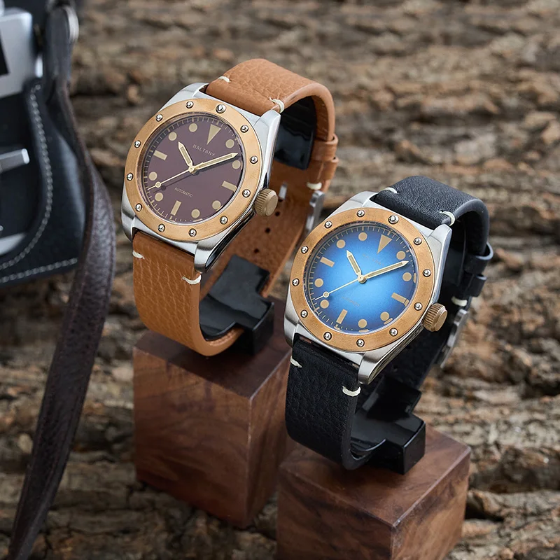 Baltany NH38 Bronze Case Automatic Mechanical Watch Mens 20Bar Waterproof High-end Luxury Sailing Series Vintage Wristwatch