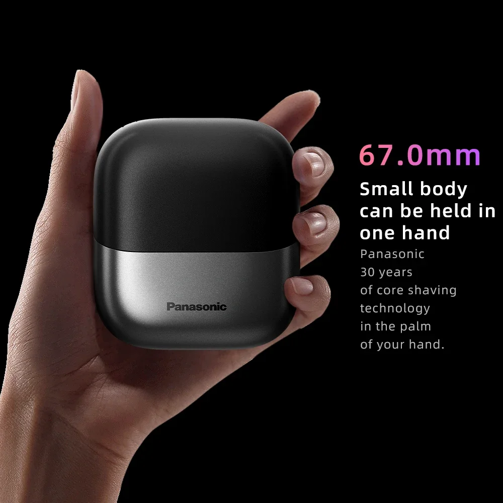 ماكينة حلاقة باناسونيك للسفر للرجال، ماكينة حلاقة كهربائية محمولة مع شحن USB-C، نظام قطع 3 شفرات وتقنية مستشعر اللحية