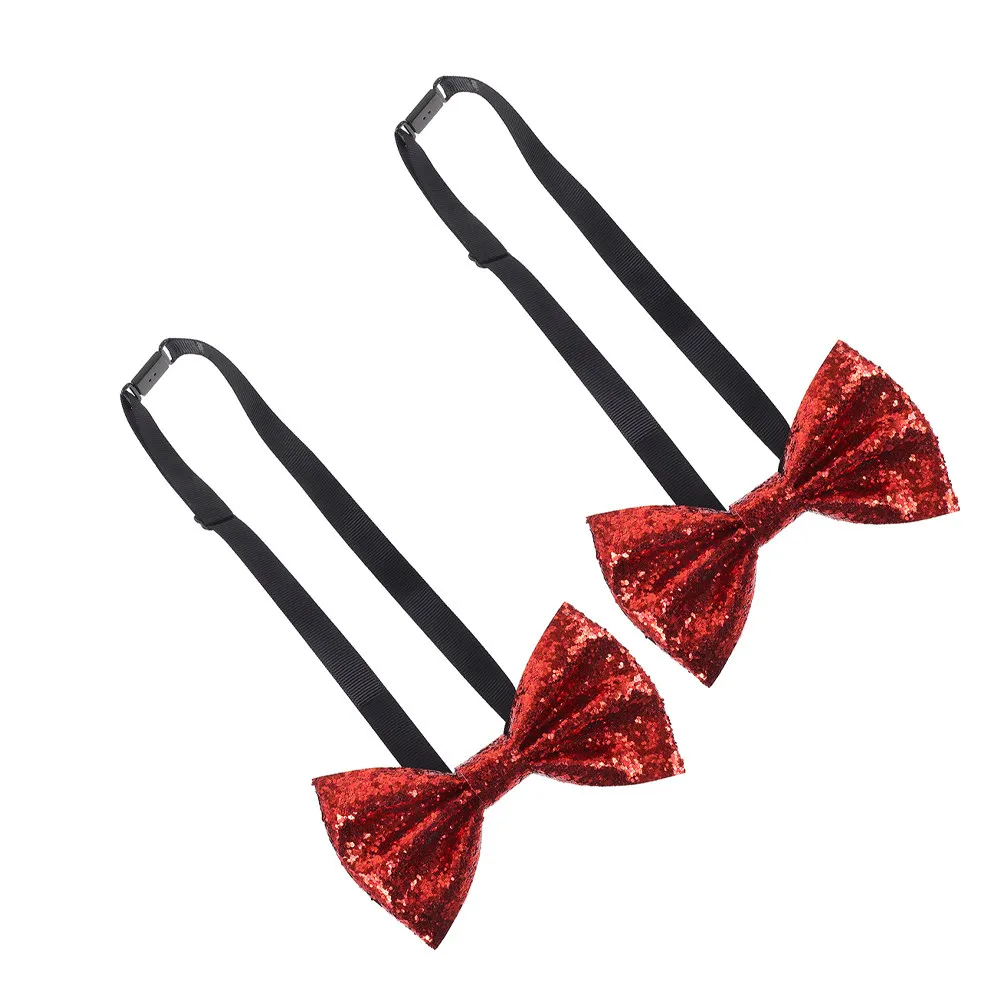 

2Pcs Glitter Bow Ties for Men Adjustable Shiny Sequin Bow Tie Adult Formal Wear Wedding Prom Sequin Tie