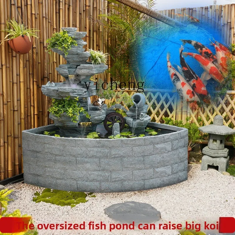 

TWR outdoor courtyard top floor fish pond decoration rockery flowing water fountain landscaping decoration ornament