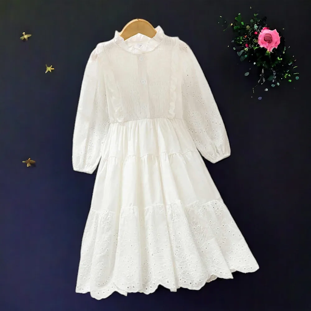 Girls outfits White Princess Dresses for Kids Party Maxi Dress Teenagers School Uniform Children Costumes 6 7 8 9 10 11 13 Years